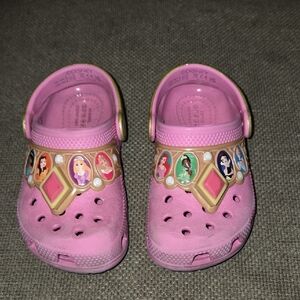 Disney Princess Pink and Gold Kids Crocs 9c